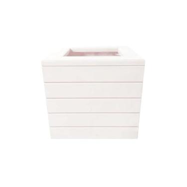 Imagem de Vaso Madeira Rústico com Borda Não é Segredo Branco Rodinha 40x42