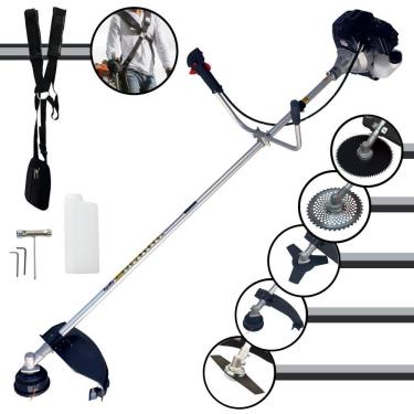 Imagem de Roçadeira Com Sistema Antivibração Toyama RT43LB25A À Gasolina 43cc 1,7HP 10.000rpm Multifuncional Completa Com Carretel de Nylon e 4 Lâminas de Corte