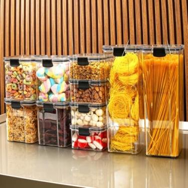 Imagem de Pote de armazenamento cafe Monte seu Kit Pote Hermético para Mantimentos de Cozinha Dispensa Armário Plástico(Kit 10-10 Potes)