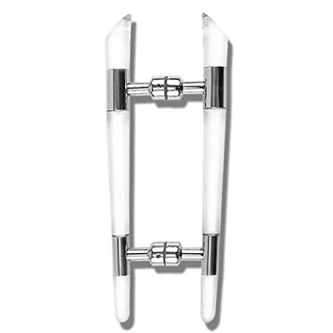 Imagem de ZDJZMGZ Maçaneta de porta de celeiro, conjunto de puxador de porta exterior interior, maçanetas de cristal de 12/13/21 polegadas para cozinha, porta deslizante de banheiro ABS com encaixe de