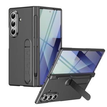 Imagem de FWYANZH Capa à prova de choque para Samsung Galaxy Z Fold 7, capa de proteção de dobradiça com suporte ajustável para caneta integrada, câmera com tudo incluído, cinza, dobra 7