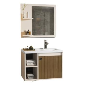 Imagem de Armário varanda banheiro espelho(Perola Ripado)