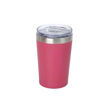 Imagem de Copo Térmico de Aço Inoxidável 350ml com Tampa Giratória Antiderrapante - Design Duplo Isolante e Impermeável (Rosa vermelha)