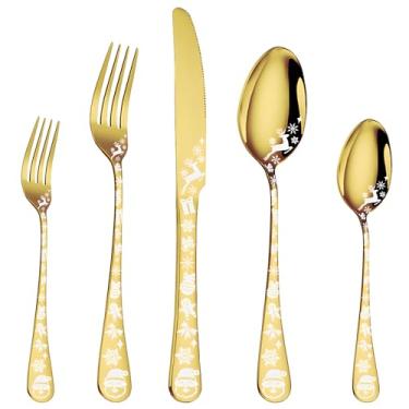 Imagem de Conjunto de Pratos Aço Inoxidável com 20 Peças Serviço para 5 Utensílios Cozinha Borda Redonda Inclui Faca Colher Garfo Casa Restaurante Lavavajillas Seguro Prático