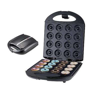 Imagem de Fazedor de Donuts Doméstico 16 1400W - Máquina Café da Manhã com Aquecimento em Duas Lados e Superfície Antiaderente para Petiscos Sobremesas