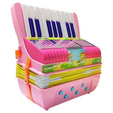 Imagem de Instrumentos musicais de acordeão infantil, acordeão de botão para crianças,Pequeno acordeão de botão de 17 teclas 6Bass brinquedo de acordeão - Instrumento musical leve pré-escolar de brinquedo