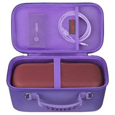 Imagem de Elonbo Estojo de transporte para alto-falante Bluetooth portátil sem fio Sony ULT Field 3, bolsa protetora de viagem ULT Field 3, bolso de malha extra para cabo de carregamento, roxo + alça de ombro