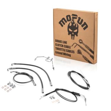 Imagem de Mofun Cabo de acelerador e marcha lenta e cabo de embreagem hidráulico não ABS de comprimento estendido compatível com Harley Dyna Low Rider FXDL Fat Bob FXDF 2008-2017, compatível com guidão de 30,5