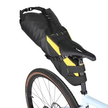 Imagem de Rhinowalk Bolsa de selim de bicicleta rígida impermeável 14L – Bolsa de duas peças para assento traseiro, resistente a rasgos, instalação sem parafusos, serve para a maioria das bicicletas - (amarelo