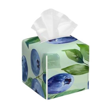 Imagem de Capa quadrada de couro para caixa de lenços de papel à prova d'água com estampa retrô de frutas, organizador de papel facial com cinto inferior, estojo de lenços para mesa, banheiro, escritório, mesa