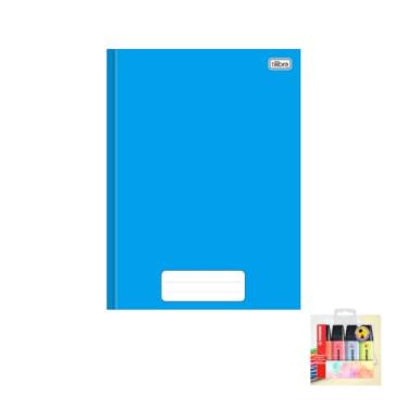 Imagem de Kit Caderno Brochura Capa Dura Tilibra 80 Folhas + Caneta Esferográfica Spiro 0.7mm + Marca Texto Boss 4 Cores Pastel