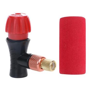 Imagem de oshhni Bomba de ar portátil de CO2 para pneus de bicicleta, com bico para reparo rápido e inflador de cilindros de CO2, ideal para ciclismo e esportes, Capa de Esponja Vermelha