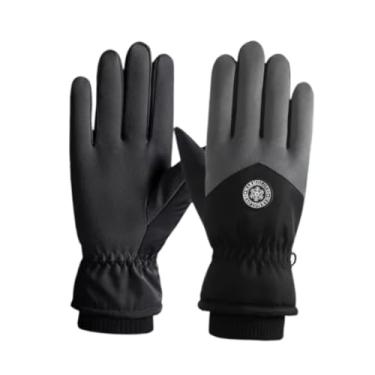 Imagem de JicSuXi Luvas de motociclismo com proteção para tela sensível ao toque, antiderrapantes, com dedos completos, ideais para patinação, pilotagem em clima frio e, Preto Cinza, Homens