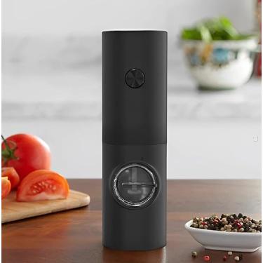 Imagem de Moedor Elétrico De Sal Pimenta Temperos Condimentos Automático Com Ajuste de Moagem 18 * 6cm(1,Preto)