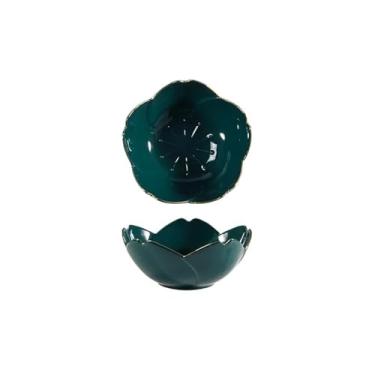 Imagem de prato de lanche Prato de cerâmica, prato para molho, tigela flores para cozinha, pratos para e vinagre tigela de sopa(Green)