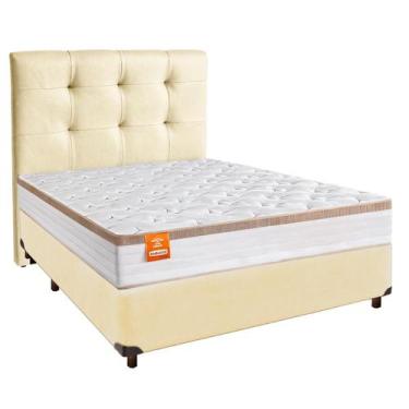 Imagem de Conjunto Cama Box Bege Casal + Colchão Molas Ensacadas Isis Inducol + 