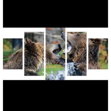 Imagem de quadros decorativo 5 peças mod dois lobos selvagens - autopc 3mm