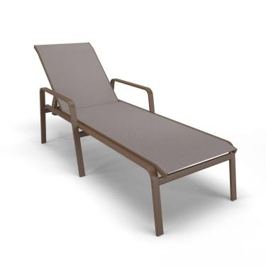 Imagem de Espreguiçadeira Piscina Praia Alumínio Marrom Tela Fendi