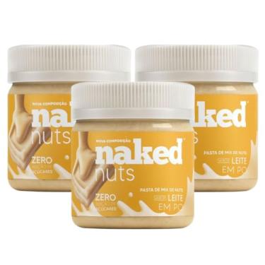 Imagem de Kit 3 Pasta De Amendoim Proteica Sabor Leite Em Pó Zero Açúcar 300g - Naked Nuts