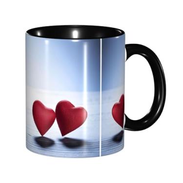 Imagem de Zeraoke Canecas de café criativas com impressão de corações vermelhos, personalizadas, presente para a família, tamanho de 325 ml, unissex