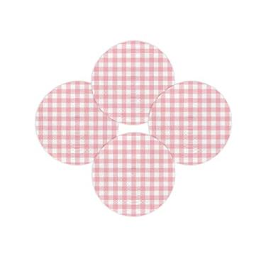 Imagem de Jogo americano redondo para o dia dos namorados, conjunto de 4 tapetes românticos de amor, tapete de mesa trançado, rosa, búfalo, xadrez, círculo, trançado, para cozinha, mesa de jantar, festa de