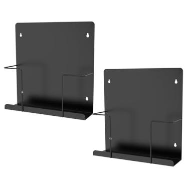 Imagem de XINWXSS Suporte de vinil para armazenamento de vinil, pacote com 2, prateleira de disco de vinil de 32,8 cm, serve para montagem em parede de aço sólido de 30 LPs, preto