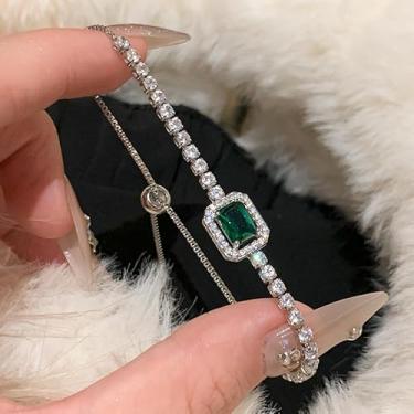 Imagem de Pulseiras de tênis prateadas para mulheres, pulseiras delicadas de zircônia cúbica de elos banhados a 14 K, pulseira com fivela ajustável em comprimento para mulheres, One Size, Cobre, Sem Pedra