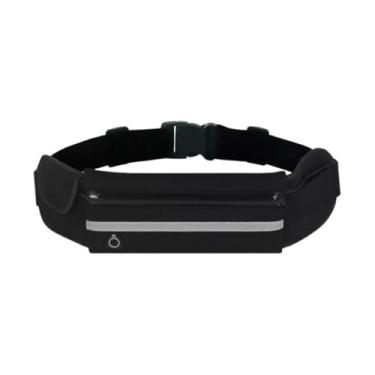 Imagem de Pochete Slim Fitness Impermeável Ajustável Porta Dólar Celular Cinta Corrida Academia Bike Caminhada Lazer Garrafa Documento Esportiva Unissex (Preto)