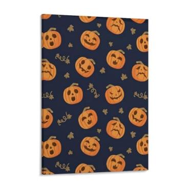Imagem de HouLaiZhe Pôster de Halloween Abóbora Engraçado em Tela Impressões de Arte de Parede Decorações de Halloween Decoração de Parede Estética Gótica para Sala de Estar Quarto 18 x 24 polegadas (45 x 60 cm