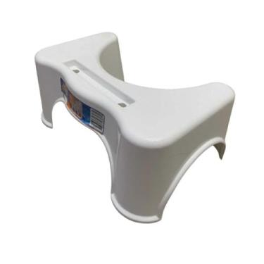 Imagem de Banco de Cócoras Banquinho Banheiro Apoio Pés Vaso Sanitário Multifuncional Branco ou Preto (Branco)