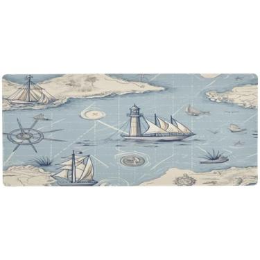 Imagem de Wassud Mapa náutico mouse pad organizador de mesa de jogos grande teclado de computador tapete de mouse pad material de escritório 80 cm x 30 cm