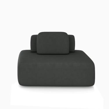 Imagem de Sofá Ilha Sala de Estar Modulado Dakota 142cm Encosto Almofada Solta Veludo Cinza G33 - Gran Belo