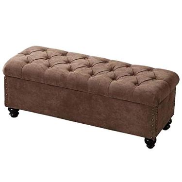 Imagem de FAMEOYA Bancos de armazenamento banquinho longo para sofá banco de troca de sapatos | Banco de armazenamento estilo europeu banco de cama para quarto de casa | Banco de armazenamento banco de descanso