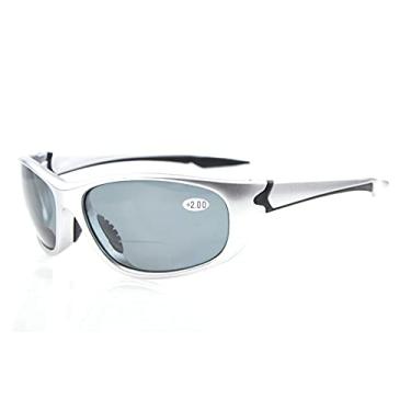 Imagem de Eyekepper TR90 Óculos de sol bifocais esportivos inquebráveis beisebol, corrida, pesca, condução, golfe, softball, trilhas, Lente prata/cinza, +2.00