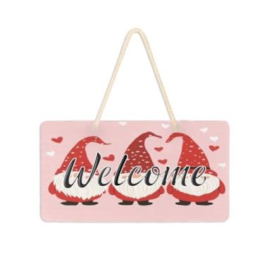 Imagem de Burbuja Placa de boas-vindas dos gnomos dos namorados para porta da frente, placa de boas-vindas de PVC para decoração de férias de casa de fazenda, 15 x 28 cm