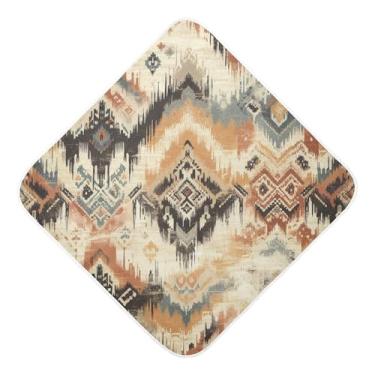 Imagem de Burbuja Toalha de banho de bebê com padrão étnico - Toalha com capuz de musselina macia e absorvente para recém-nascidos e bebês, 89 x 89 cm