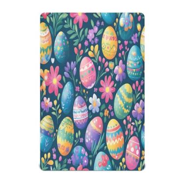 Imagem de STAYTOP Lindo lençol de berço com ovos de Páscoa para meninos e meninas, lençol com elástico para berço padrão e colchão infantil, de microfibra supermacia, 52 × 28 × 9 pol
