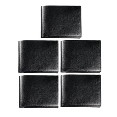 Imagem de Carteira masculina de couro sintético ultrafina, fácil de transportar, design compacto, segura para guardar cartões de dinheiro, preto, marrom, adequada para uso pessoal e presente (preto), Conjunto