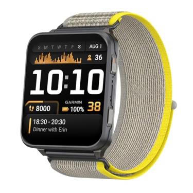 Imagem de Pulseira de nylon de 24 mm compatível com Garmin Venu X1/Coros Nomad, loop de trilha funciona com terminais de relógio de 24 mm (cinza amarelo)