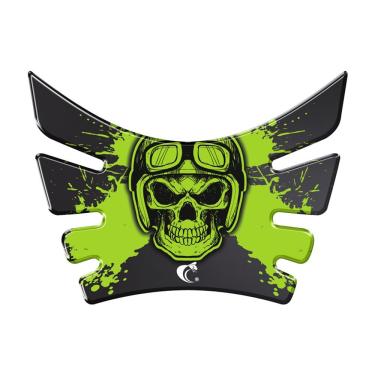 Imagem de Protetor De Tanque Adesivo Moto Bros 160 Nsx Falcon Xre 190 Lander Crosser Caveira Verde