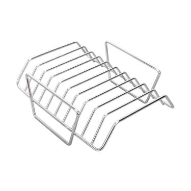 Imagem de FashionCha Suporte para Costelas em aço Inoxidável 304 de Alta Qualidade para Churrascos, O Acessório Ideal para Grelhar E Assar No Espeto Giratório. Suporte Par, Prata, Tamanho real