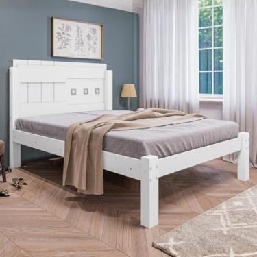 Imagem de Cama de Casal Branca Modelo Letícia com Cabeceira em MDF