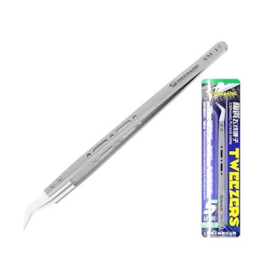 Imagem de Pinça de cerâmica com isolamento de alta precisão, resistente ao calor, ponta curvada, antiestática, intercambiável, para reparo de fio voador de telefone, fabricação de joias