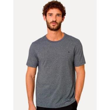 Imagem de Camiseta Dudalina Masculina Crewneck Listrada Preta-Masculino