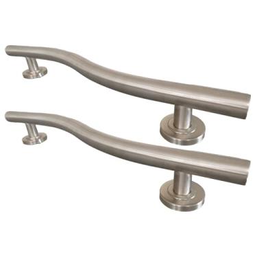 Imagem de Barras de apoio para deficientes, barra de apoio de chuveiro em forma de onda de 61 cm para idosos, barras modernas em forma de S de aço inoxidável 304 ADA para banheiras e chuveiros, alças de