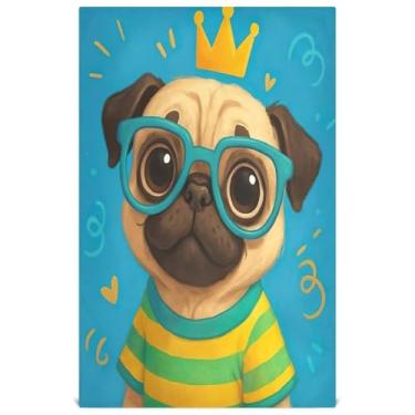 Imagem de Joisal Conjunto de toalhas de prato de verão de cachorro pug fofo decoração de cozinha bonito chá toalha de mão panos de prato panos de prato absorventes de banheiro 45 x 71 cm, 6 pacotes