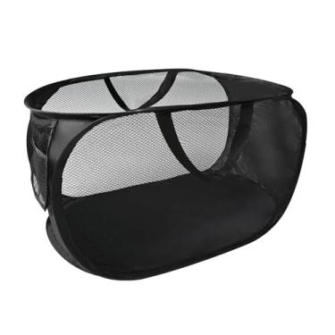 Imagem de Cesto de roupa suja pop-up, cesta de roupas grande dobrável com alças resistentes, caixa de armazenamento de malha dobrável para casa, dormitório, viagem, preto