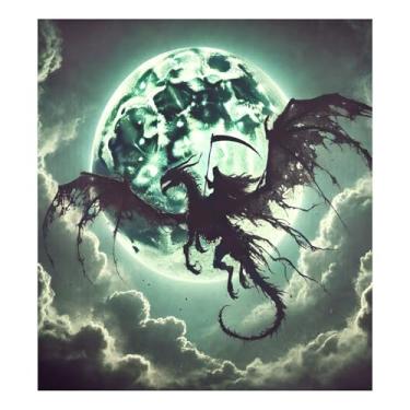 Imagem de Dragon Moon Capas magnéticas pretas para lava-louças reutilizáveis para lavadora e secadora Capa decorativa para lava-louças Capa do painel frontal 58 x 66 cm