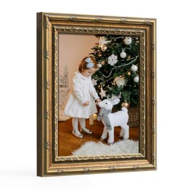 Imagem de FOLKOR Porta-retrato vintage 12 x 17 cm para impressões de desenhos, moldura decorativa pequena com suporte, moldura de memorial ornamentada retrô, presente para casamento, chá de bebê, aposentadoria