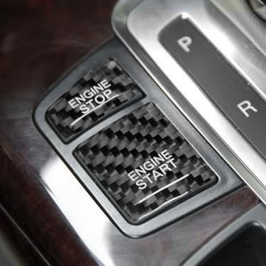 Imagem de BETTERHUMZ Acabamento da tampa do botão de partida do motor de carro compatível com Audi A6 C6 4F 2005 2006 2007 2008 2009 2010 2011 adesivo de decoração de botão de controle de fibra de carbono